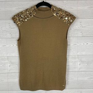 Escada Gold Metallic Blouse Size 32